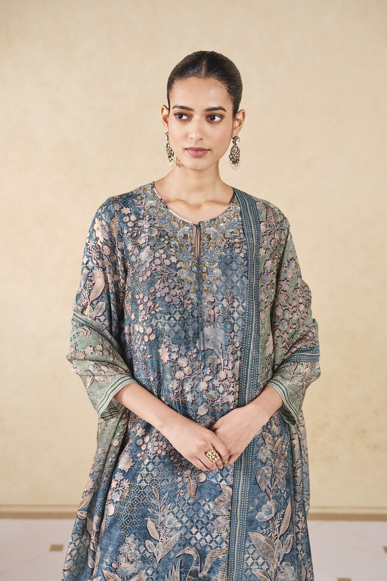 Turaya Silk Suit Set - Powder Blue, Powder Blue, image 4